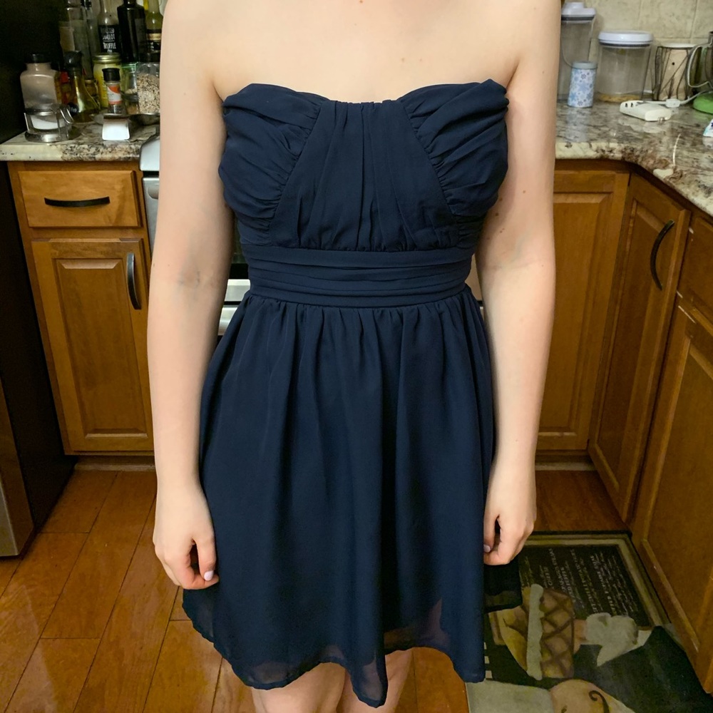 Navy Strapless Dress